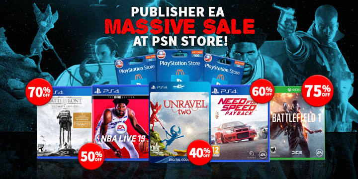 NBA Live 2k19: The One Edition, Battlefield 1, Unravel Two, Fe, Burnout Paradise Remastered, Publisher Sale, EA Sale, EA, PSN Store, PSN Store Sale, Sony, PlayStation, PlayStation 4, PSN October Sale