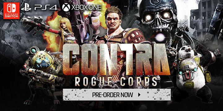 Contra: Rogue Corps, PS4, XONE, Switch, PlayStation 4, Xbox One, Nintendo Switch, US, Europe, Australia, Japan, Pre-order, Contra, Konami