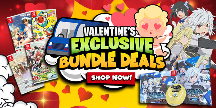 Exclusive Bundle Deals, Free Shipping Exclusive Bundle Deals, Is It Wrong to Try to Pick Up Girls in a Dungeon? Infinite Combate [Limited Edition] (Multi-Language), Omega Labyrinth Life, Dead or Alive Xtreme 3: Scarlet, Atelier Dusk Trilogy Deluxe Pack, Taiko no Tatsujin: Nintendo Switch Version!, Panty Party [Limited Edition], Omega Labyrinth Life [Limited Edition], Asia, Switch, Nintendo Switch, Buy now!, Valentine’s Promotions, Valentine’s Exclusive Bundle Deals, Valentine’s Deals