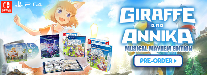 Giraffe and Annika, Switch, Nintendo Switch, Europe, PS4, Playstation 4, release date, gameplay, features, price, pre-order, NIS America screenshots, trailer, Giraffe and Annika [Musical Mayhem Edition], Musical Mayhem Edition