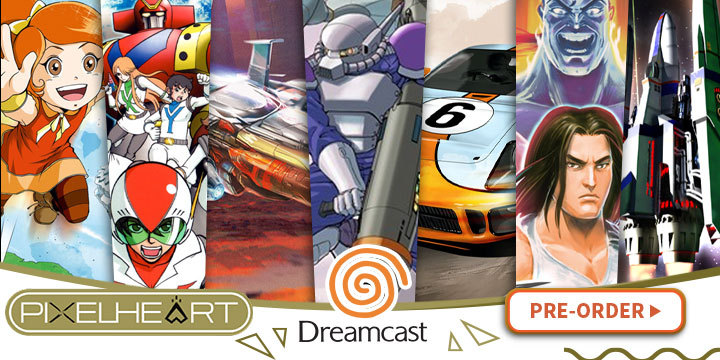 Dreamcast, PixelHeart, Pixel Heart, pre-order, games, Arcade Racing Legends, Alice Sisters, Satazius Next, Supercharged Robot Vulkaiser, Wolflame, Tough Guy, Rocketron