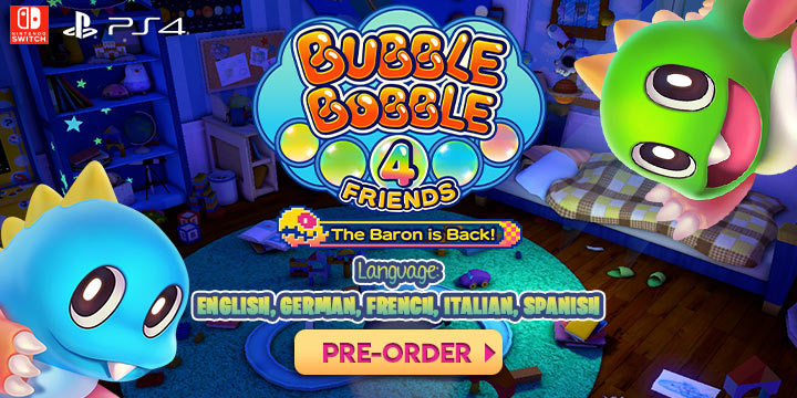 Bubble Bobble 4 Friends: The Baron is Back!, Bubble Bobble 4 Friends, PS4, Nintendo Switch, Switch, release date, gameplay, features, price, trailer, pre-order, ININ Games, Europe