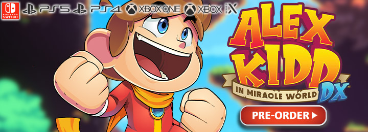 Alex Kidd in Miracle World DX, Alex Kidd in Miracle World, PS4, PS5, PlayStation 4, PlayStation 5 Switch, Nintendo Switch, Xbox One, Xbox Series X, Europe, US, North America, release date, gameplay, features, price, pre-order now, Merge Games, trailer. Jankenteam