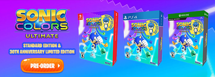 Sonic Colors Ultimate, Sonic Colors Ultimate Edition, Standard, Regular, Sonic Colors Ultimate 30th Anniversary Limited Edition, Limited Edition, Nintendo Switch, Switch, PS4, PlayStation 4, Xbox One, date de sortie, précommande, prix, Sega, bande-annonce, fonctionnalités, captures d'écran, histoire du jeu