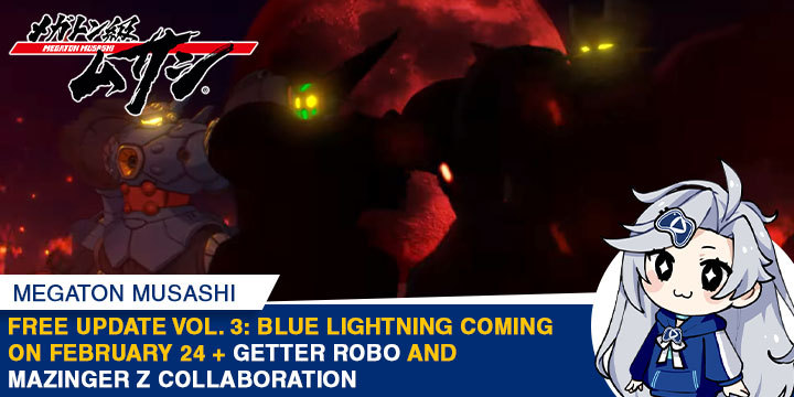 Megaton Musashi, Level 5, PS4, PlayStation 4, Nintendo Switch, Switch, Japan, gameplay, features, release date, price, trailer, screenshots, update, free update, Free Update Vol. 3: Blue Lightning, collaboration, Getter Robo, Mazinger Z